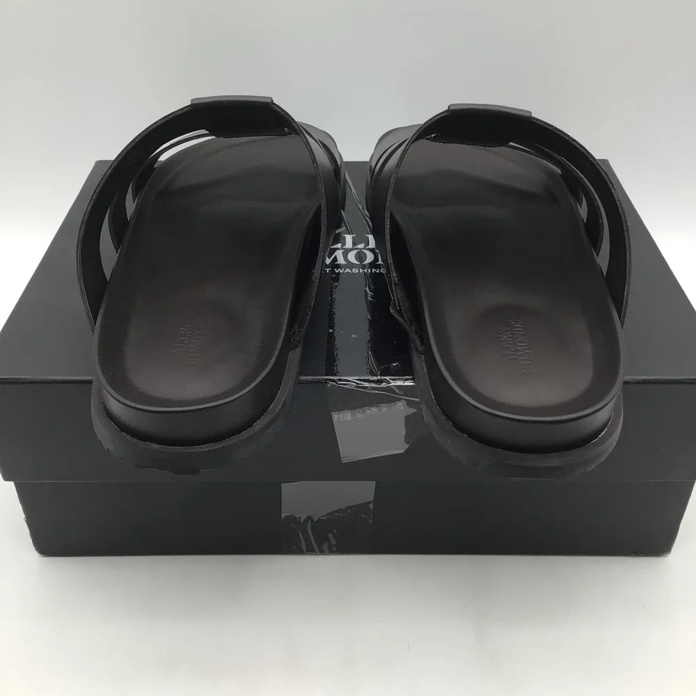 Allen Edmonds Davis Mens Size 13 D Dark Brown Leather Slide‎ Sandals 6957 NEW